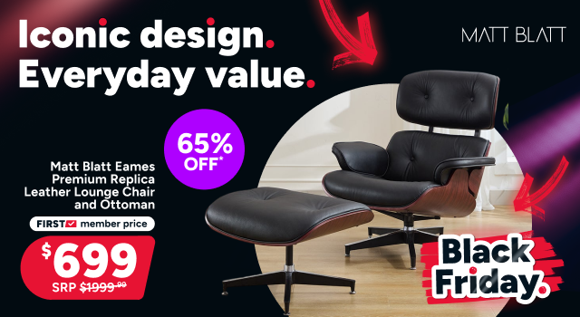 Matt Blatt Eames Premium Replica Leather Lounge Chair and Ottoman (Black Leather/Rosewood)