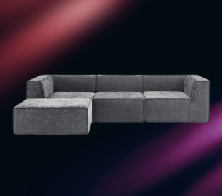 Ovela Softly 3 Seater Compressed Modular Sofa with Ottoman (Charcoal) Product Image