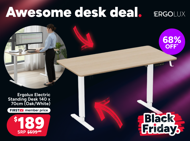 Ergolux Electric Standing Desk 140 x 70cm (Oak/White)