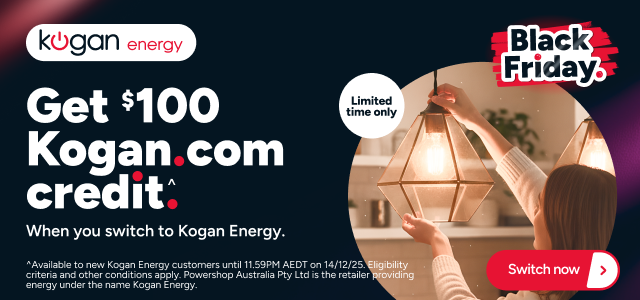 Kogan Energy Black Friday - Get $100 Kogan credit when you switch ^