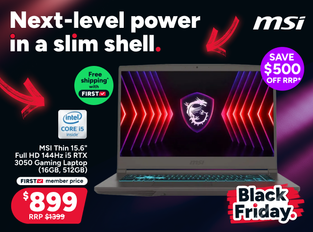 MSI Thin B13UDX-3071AU 15.6" Full HD 144Hz i5 RTX 3050 Gaming Laptop (16GB, 512GB)