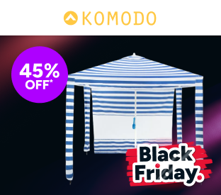 Komodo Beach Cabana Shelter UV50 with Side Wall (Navy Stripe, 2x2m) Product Image