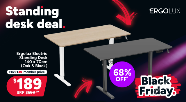 Ergolux Electric Standing Desk 140 x 70cm (Oak & Black)