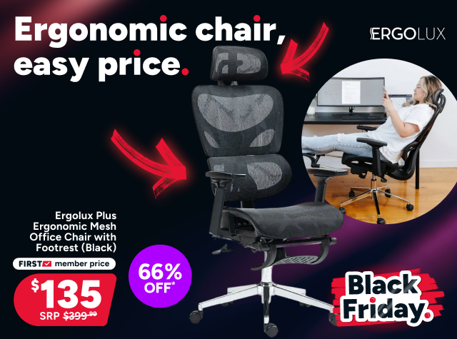 Ergolux Plus Ergonomic Mesh Office Chair with Footrest (Black)