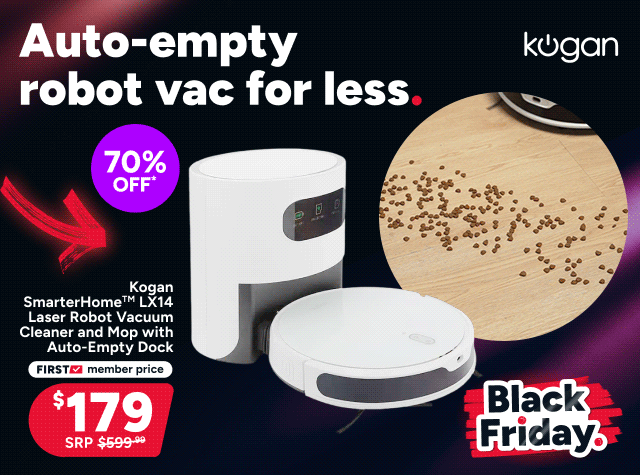 Kogan SmarterHome™ LX14 Laser Robot Vacuum Cleaner and Mop with Auto-Empty Dock