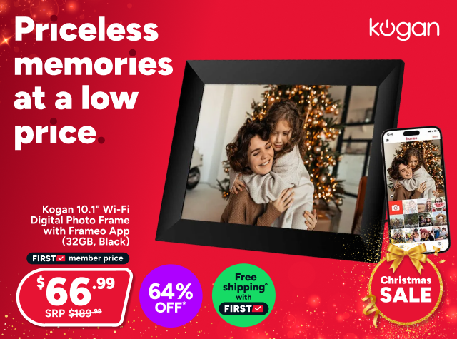 Kogan 10.1" Wi-Fi Digital Photo Frame with Frameo App (32GB, Black)