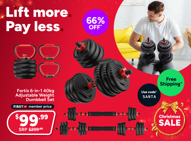 Fortis 6-in-1 40kg Adjustable Weight Dumbbell Set