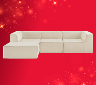 Ovela Softly 3 Seater Compressed Modular Sofa with Ottoman (Cream) Product Image