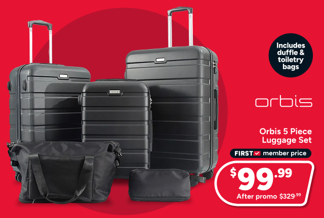 Orbis 5 Piece Luggage Set (Black)