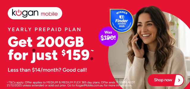 Kogan Mobile - Get 200GB for $159~