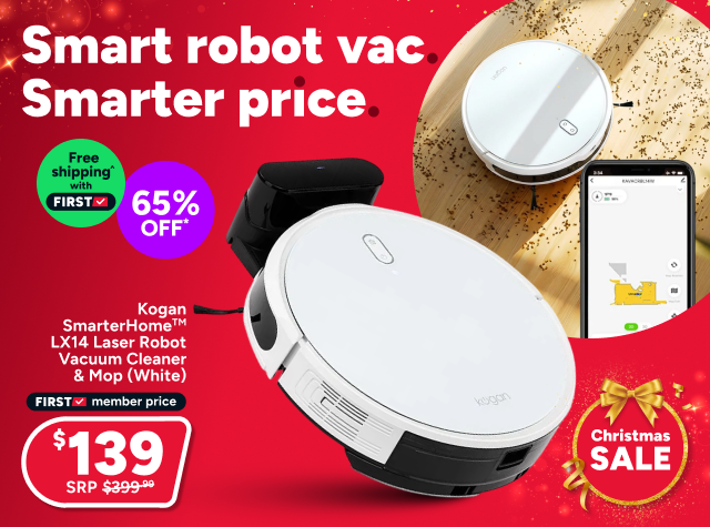 Kogan SmarterHome™ LX14 Laser Robot Vacuum Cleaner and Mop (White)