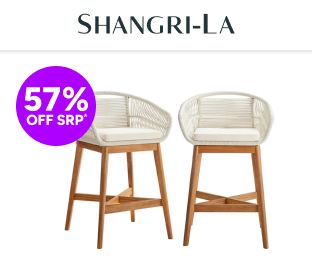 Set of 2 Shangri-La Lorne Rope Cushion Acacia Wood Outdoor Bar Stools Product Image