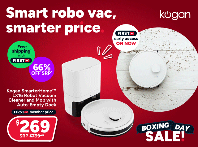 Kogan SmarterHome™ LX16 Robot Vacuum Cleaner and Mop with Auto-Empty Dock