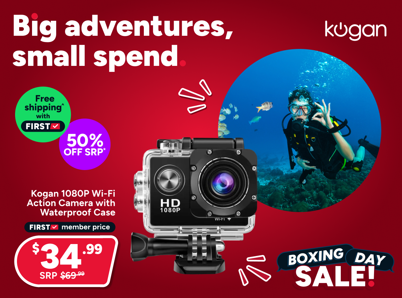 Kogan 1080P Wi-Fi Action Camera with Waterproof Case