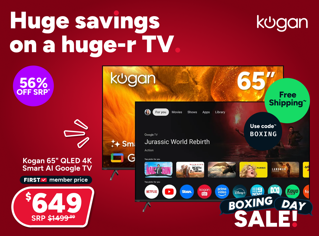Kogan 65" QLED 4K Smart AI Google TV