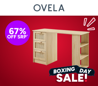 Ovela Zara Rattan 3 Drawer Desk Product Image