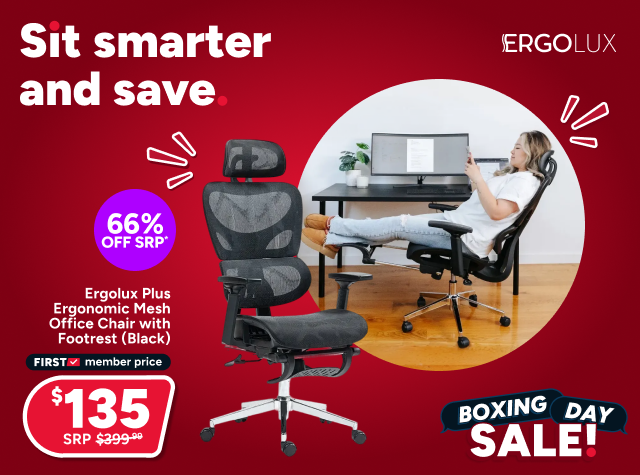 Ergolux Plus Ergonomic Mesh Office Chair with Footrest (Black)