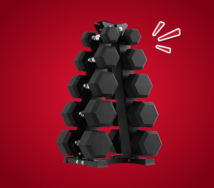 Fortis 2.5-12.5kg Hex Dumbbell Set with Rack (5 Pairs) Product Image