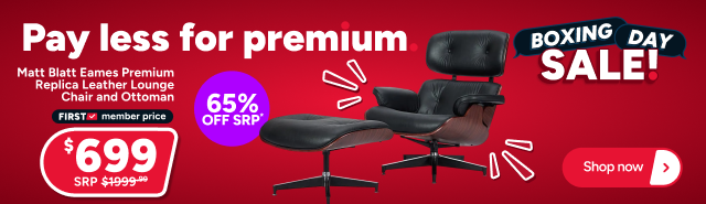 Matt Blatt Eames Premium Replica Leather Lounge Chair and Ottoman (Black Leather/Rosewood)