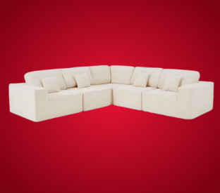 Brosa Formé Teddy Fleece 4 Seater Compressed Modular Sofa (Cream) Product Image