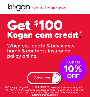 Kogan Home Insurance Boxing Day - Get $100 Kogan.com credit X