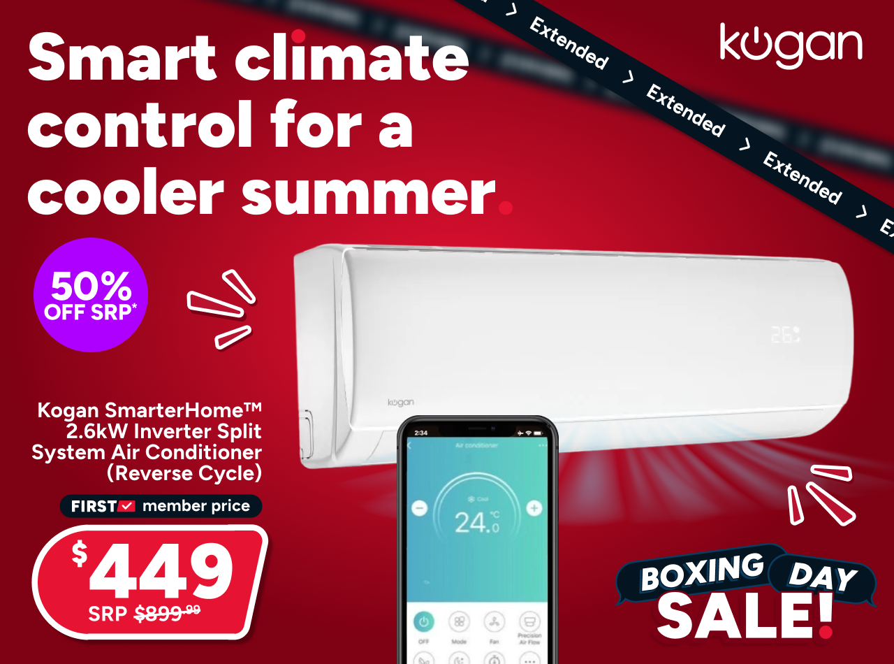 Kogan SmarterHome™ 2.6kW Inverter Split System Air Conditioner (Reverse Cycle)