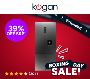 Kogan 412L Bottom Mount Fridge with Water Dispenser (Dark Stainless Steel) Product Image
