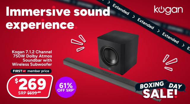 Kogan 7.1.2 Channel 750W Dolby Atmos Soundbar with Wireless Subwoofer