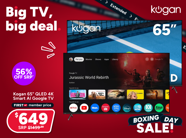 Kogan 65" QLED 4K Smart AI Google TV