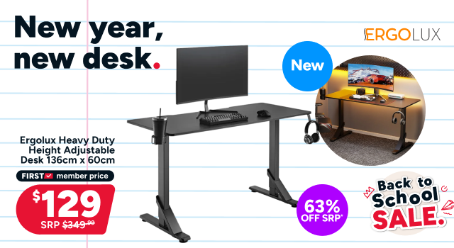 Ergolux Heavy Duty Height Adjustable Desk 136cm x 60cm