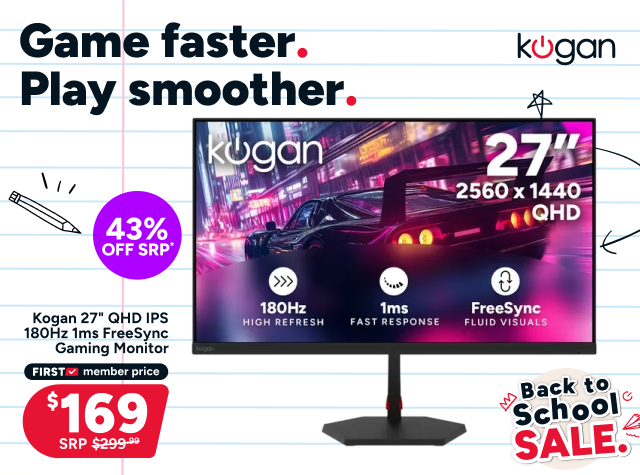 Kogan 27" QHD IPS 180Hz 1ms FreeSync Gaming Monitor 