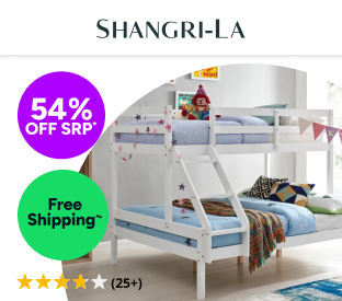 Shangri-La Pasadena Single Over Double Bunk Bed (White) Product Image