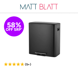 Matt Blatt 56L Dual Compartment Pedal Rubbish Bin (Black) Product Image