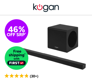 Kogan 2.1 Channel 225W Dolby Slim Soundbar with Wireless Subwoofer Product Image