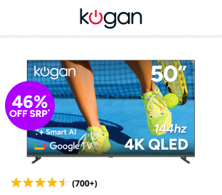 Kogan 50" QLED 4K 144Hz Smart AI Google TV Product Image