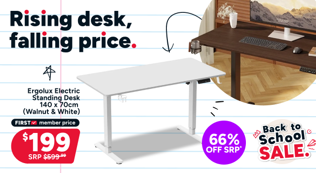 Ergolux Electric Standing Desk 140 x 70cm (Walnut & White)