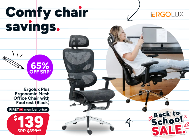Ergolux Plus Ergonomic Mesh Office Chair with Footrest (Black)
