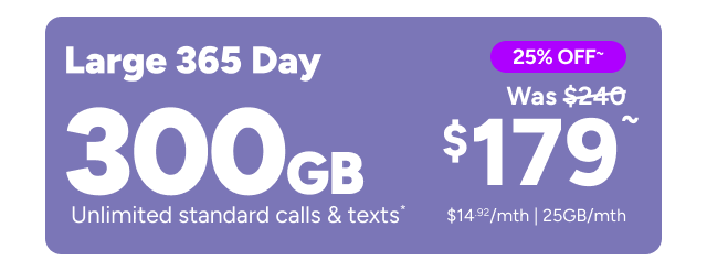 Kogan Mobile - 300GB for $179 ~