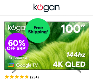 Kogan 100" QLED 4K 144Hz Smart AI Google TV Product Image