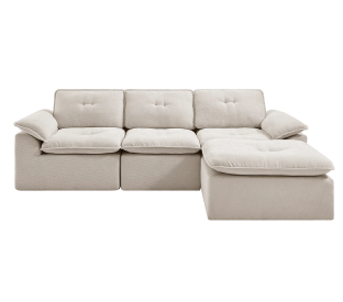 Brosa Castello 4 Seater Compressed Sofa with Ottoman (Beige) Product Image