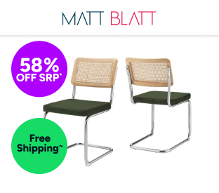 Set of 2 Matt Blatt Marcel Breuer Cesca Dining Chairs Replica (Rattan/Green Velvet) Product Image