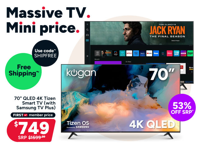 Kogan 70" QLED 4K Tizen Smart TV (with Samsung TV Plus)