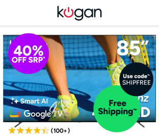Kogan 85" QLED 4K 144Hz Smart AI Google TV Product Image
