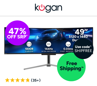 Kogan Infinity 49" Curved Ultrawide QD-OLED Dual QHD 5K 144Hz 0.03ms USB-C Gaming Monitor Product Image