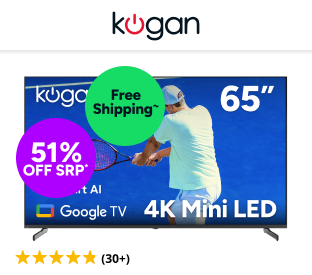Kogan 65" Mini-LED QLED 4K Smart AI Google TV Product Image