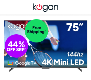 Kogan 75" Mini-LED QLED Pro 4K 144Hz Smart AI Google TV Product Image
