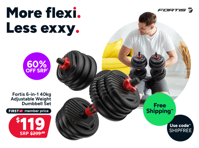 Fortis 6-in-1 40kg Adjustable Weight Dumbbell Set