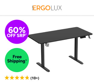 Ergolux Electric Standing Desk 140 x 70cm (Black/Black) Product Image