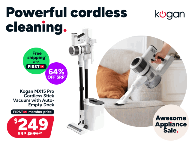 Kogan MX15 Pro Cordless Stick Vacuum Cleaner with Auto-Empty Dock