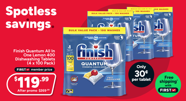 Finish Quantum All In One Lemon 400 Dishwashing Tablets (4 x 100 Pack)